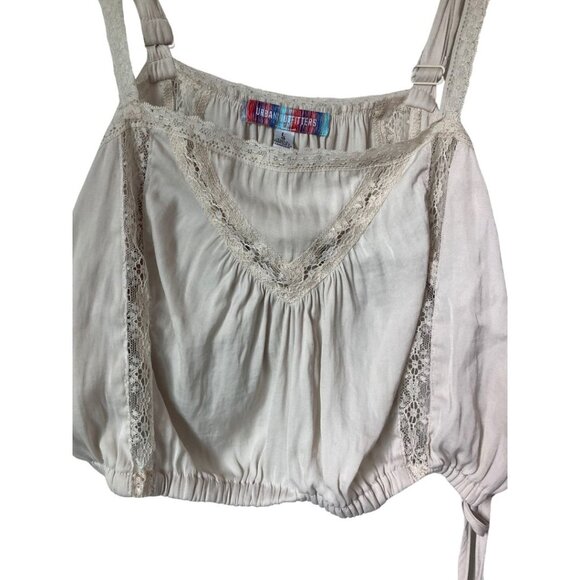 Urban Outfitters Lace Strap & Outline Silk-Like Crop Top with Adjustable Waist — - Picture 4 of 4